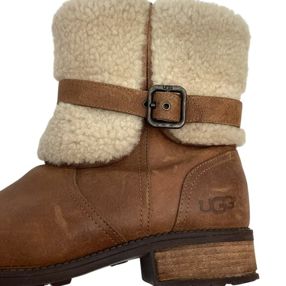 UGG Australia Blayre ll Womens Suede Shearling Cuff Leather Ankle Boots 8.5 - Picture 8 of 11